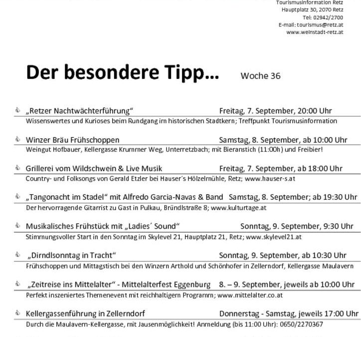 thumbnail of Der besondere Tipp im Retzer Land, 7.-9.9.2018